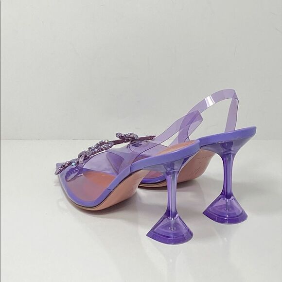 Amina Muaddi Rosie Crystal-Embellished Transparent Slingback Pumps size 39 - Picture 8 of 13